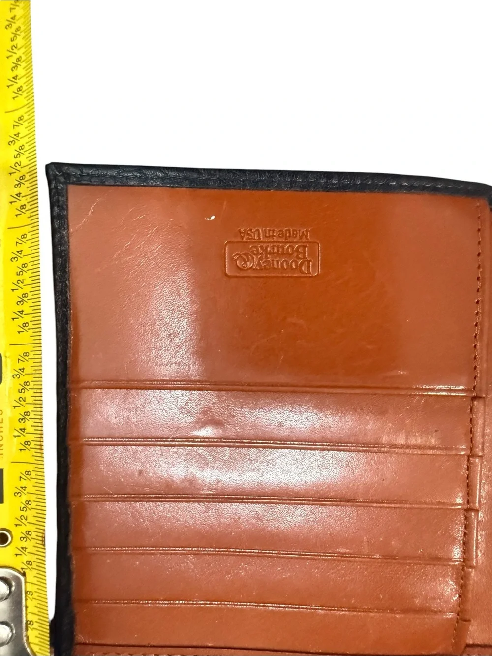 Leather Bifold Wallet with Contrast Trim - Black and Caramel